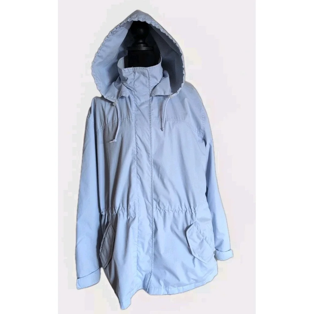 Medium Pacific Tech Women's Spring Jacket Powder Blue Snap Hood Adjustable Waist